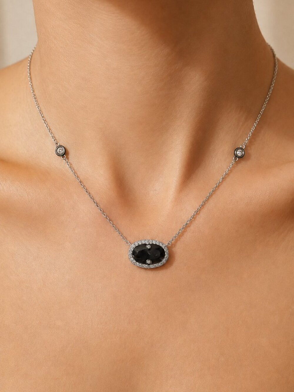 FREIDA ROTHMAN Sterling Silver Hint Of Sparkle Pendant Necklace 18in long